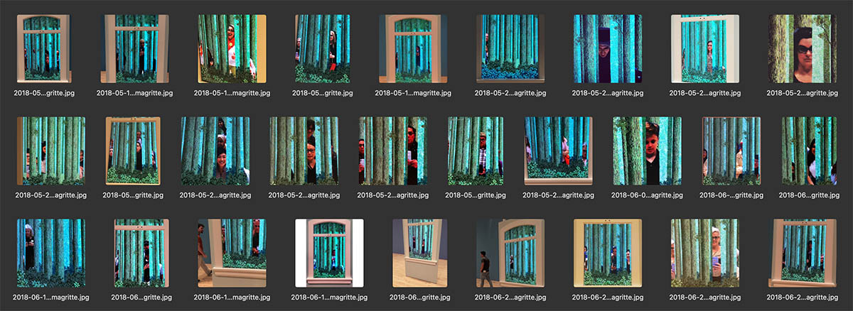 Grid of user images downloaded from Instagram of one of the Magritte Interactives.